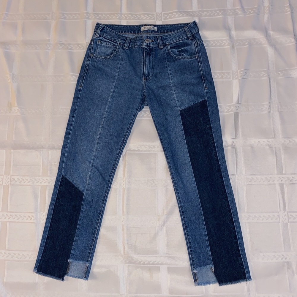 Guess “Patchwork” Asymmetrical Jeans